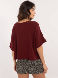 Elegant burgundy sweater with 3/4 sleeves