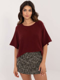 Elegant burgundy sweater with 3/4 sleeves