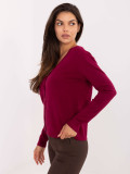Elegant Bordeaux Sweater with V-Neck