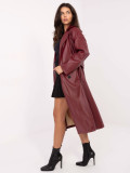 Burgundy transitional coat with belt