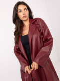 Burgundy transitional coat with belt