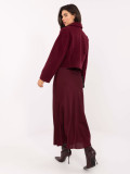 Elegant short burgundy coat with lining