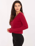Elegant Bordeaux Sweater with V-Neck
