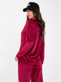 Women's burgundy set with long sleeves and decorative details