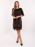 Brown cocktail dress with lace and sequins