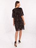 Brown cocktail dress with lace and sequins