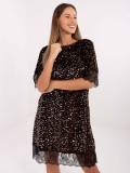 Brown cocktail dress with lace and sequins