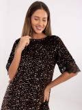 Brown cocktail dress with lace and sequins
