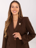 Elegant brown blazer with brooch and lining