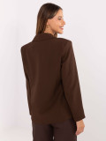 Elegant brown blazer with brooch and lining