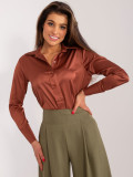 Elegant brown women's shirt with long sleeves