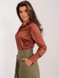 Elegant brown women's shirt with long sleeves