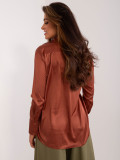 Elegant brown women's shirt with long sleeves