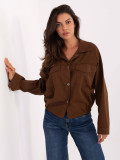 Brown cotton shirt with long sleeves and pockets