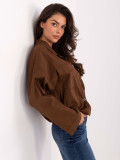 Brown cotton shirt with long sleeves and pockets