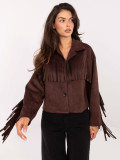 Brown Transitional Jacket with Fringes