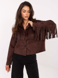 Brown Transitional Jacket with Fringes