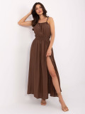 Maxi Dress with Tie in Brown