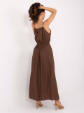 Maxi Dress with Tie in Brown