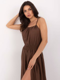 Maxi Dress with Tie in Brown