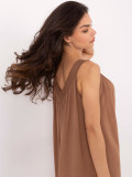 Brown Oversize Dress with V Neck
