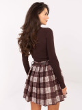 Brown plaid mini skirt with belt