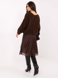 Elegant brown midi skirt with lace