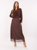 Brown polka dot midi skirt with lace