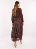 Brown polka dot midi skirt with lace