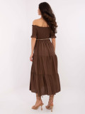 Brown Flared Dress with Belt