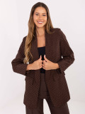Elegant brown blazer with appliqué and lining