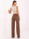 Elegant brown wide-leg fabric trousers