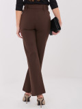 Elegant brown straight-leg trousers with belt and high waist