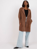 Brown wool and angora transitional coat