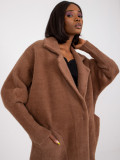 Brown wool and angora transitional coat