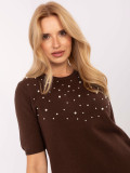 Elegant Brown Sweater with Application