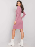 Ribbed pencil dress in dark pink