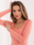 Peach cotton blouse with square neckline