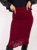 Elegant red midi skirt with lace and lining