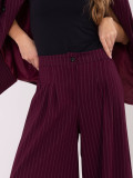 Elegant striped palazzo trousers, burgundy