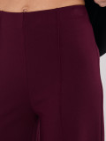 Burgundy wide-leg trousers with high waist