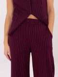 Elegant wide-leg striped trousers, burgundy