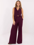 Elegant wide-leg striped trousers, burgundy