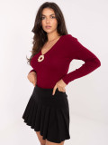 Elegant burgundy V-neck sweater