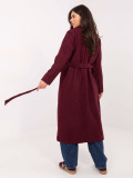 Burgundy transitional coat with belt