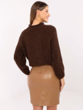 Brown faux leather mini skirt with lace