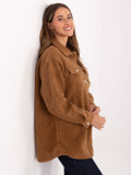 Camel casual shirt jacket with collar and pockets