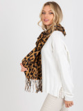 Brown Women's Scarf with Animal Print