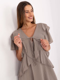 Oversize Beige Dress with Short Sleeves