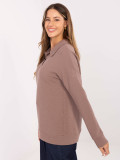 Beige cotton blouse with collar and long sleeves